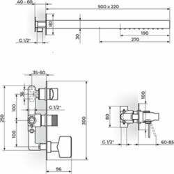 Rosan S.2 Uzidna baterija sa konzolom sa slapom i ručnim tušem 231609
