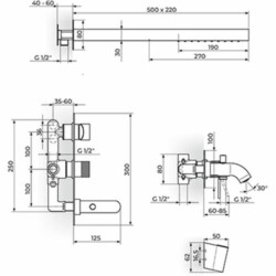 Rosan S.2 Uzidna baterija sa izlivom, konzolom sa slapom i ručnim tušem 231709