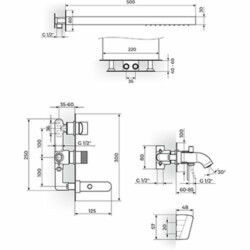 Rosan S.2 Black Uzidna baterija sa izlivom konzolom sa slapom i ručnim tušem 231709B
