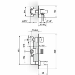 Rosan S.2 Uzidna baterija sa 2/3 izlaza i držačem tuša 231906