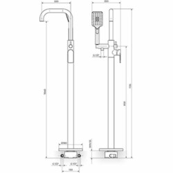 Rosan S.2 Black Stubna baterija za kadu sa ručnim tušem 233109B