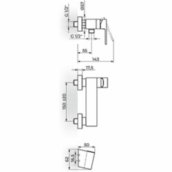 Rosan S.2 baterija za tuš kadu sa ručnim tušem 237101