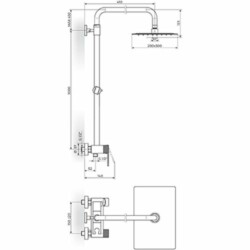 Rosan S.2 baterija za tuš kadu sa usponskim tušem 200*300mm 237251