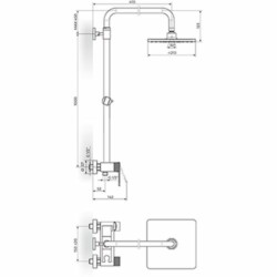 Rosan S.2 Black baterija za tuš kadu sa usponskim tušem 210*210mm 237251B