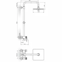 Rosan S.2 Black baterija za tuš kadu sa usponskim tušem 210*210mm 237251B
