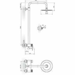 Rosan S.2 Gold baterija za tuš kadu sa usponskim tušem D.250mm 237251G