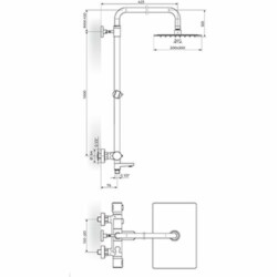 Rosan S.2 baterija za tuš kadu sa usponskim tušem 200*300mm i izlazom 237351