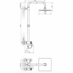 Rosan S.2 Black baterija za tuš kadu sa usponskim tušem 210*210mm i izlivom 237351B