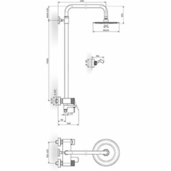Rosan S.2 Gold baterija za tuš kadu sa usponskim tušem 210*210mm i izlivom 237351G