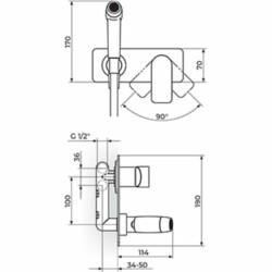 Rosan S.2 Black Uzidna baterija sa ručim tušem za ispiranje 239501B