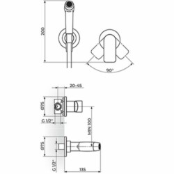 Rosan S.2 Uzidna baterija sa ručim tušem za ispiranje 239502