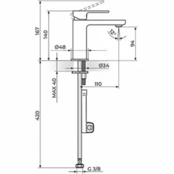 Rosan S.2 baterija za lavabo - hladna voda 254101