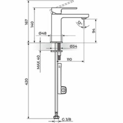Rosan S.2 Gold baterija za lavabo - hladna voda 254101G