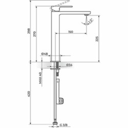 Rosan S.2 Black baterija za lavabo L - hladna voda 254109B
