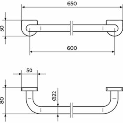 Rosan S.2 black držač peškira 60cm 2901B