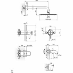 Rosan Thermo.S.2 Termostatska uzidna baterija sa izlivom, zidnim tušem 200*300mm i ru 2T31701
