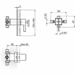 Rosan Thermo.S.2 Black Termostatska uzidna baterija sa 2 izlaza 2T31901B