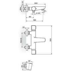 Rosan Thermo.S.2 Termostatska baterija za kadu sa ručnim tušem 2T33101