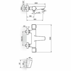 Rosan Thermo.S.2 Black Termostatska baterija za kadu sa ručnim tušem 2T33101B