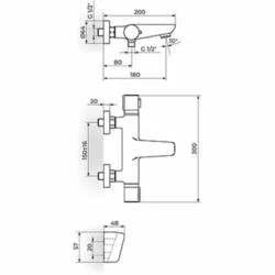 Rosan Thermo.S.2 Black Termostatska baterija za kadu sa ručnim tušem 2T33101B