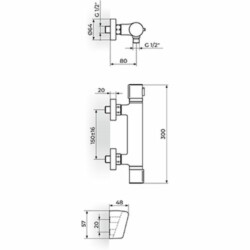 Rosan Thermo.S.2 Black Termostatska baterija za tuš sa ručnim tušem 2T37101B