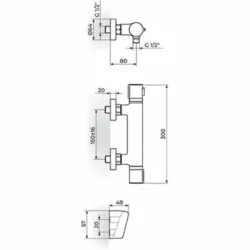 Rosan Thermo.S.2 Black Termostatska baterija za tuš sa ručnim tušem 2T37101B