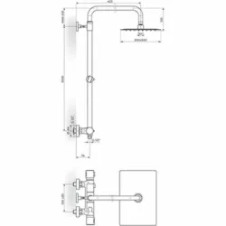 Rosan Thermo.S.2 Termostatska baterija sa usponskim tušem 200*300mm 2T37251