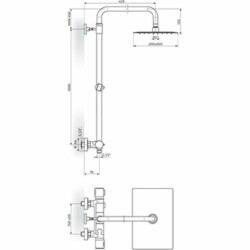 Rosan Thermo.S.2 Black Termostatska baterija sa usponskim tušem 200*300mm 2T37251B