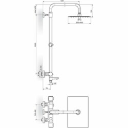 Rosan Thermo.S.2 Termostatska baterija sa usponskim tušem 200*300mm i izlivom 2T37351