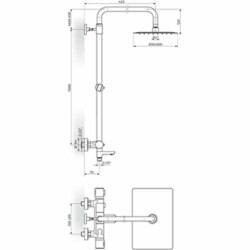 Rosan Thermo.S.2 Black Termostatska baterija sa usponskim tušem 200*300mm i izlivom 2T37351B