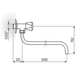 Rosan Klasik Zidni ventil 3/8" g.deo - donji izliv 012 mm A501200