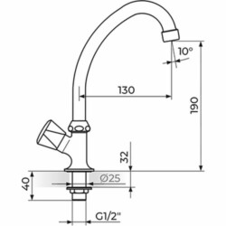 Rosan Klasik Stojeći ventil za - pokretni izliv 018 mm A531130