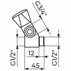 Rosan Klasik Priključno-prolazni ventil 1/2" sa priključkom 3/4" A55112