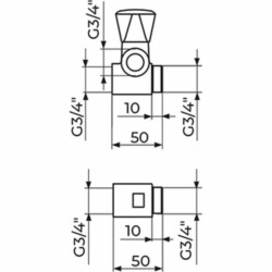 Rosan Klasik Priključno-prolazni ventil sa priklj. 3/4", za baterije A56134