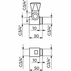 Rosan Klasik Priključno-prolazni ventil sa priklj. 3/4", za baterije A56134