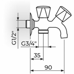 Rosan Klasik Zidni ventil, fiksni izliv i priključak 3/4
