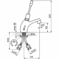 Rosan Public+ Stojeća baterija TOPLA/HLADNA za lavabo A73007L