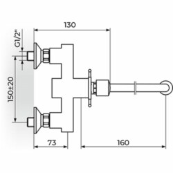 Rosan Public+ Zidna baterija za lavabo A73206