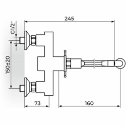 Rosan Public+ Zidna baterija TOPLA/HLADNA za lavabo A73206L