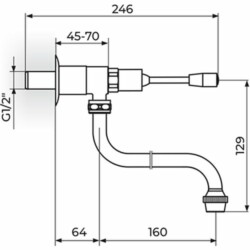 Rosan Public+ Zidni ventil - pokretni izliv A75204L