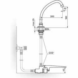 Rosan Public+ Stojeći ventil za HLADNU vodu - pokr.izliv 200 mm A75402N2