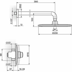 Rosan Public+ Uzidni ventil sa tušem - veći tuš A76007