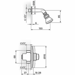Rosan Public+ Uzidni ventil sa tušem - manji tuš A76007E