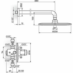 Rosan Public+ Uzidni mešajući ventil sa tušem - veći tuš A76007M