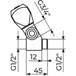 Rosan Klasik Fumme Priključno-prolazni ventil 1/2" sa priključkom 3/4" AF55112