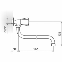Rosan Keramic Zidni ventil 1/2