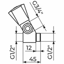 Rosan Keramic Priključno-prolazni ventil 1/2" sa priključkom 3/4" AK55112