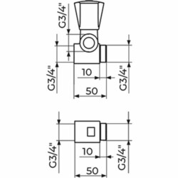 Rosan Keramic Priključno-prolazni ventil sa priključkom 3/4", za baterije AK56134