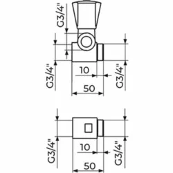 Rosan Keramic Priključno-prolazni ventil sa priključkom 3/4", za baterije AK56134
