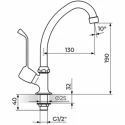 Rosan Medical Stojeći ventil za - pokretni izliv 018 mm , 130 mm AM531130